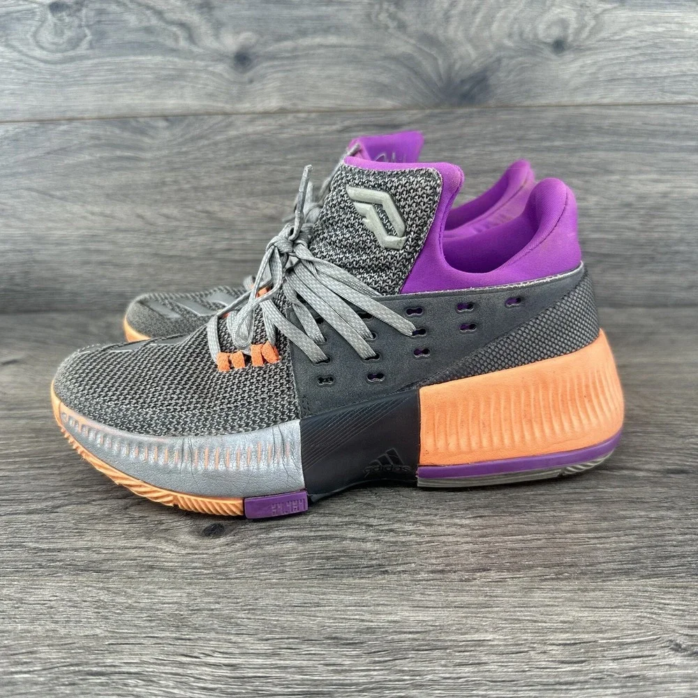Adidas‎ Dame 3 Youth Basketball Shoes Size 4 Gray Purple Orange BB8270